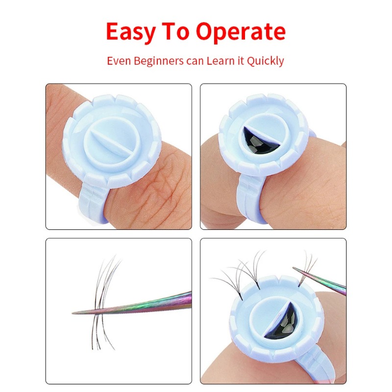 Eyelash Extension Guide - 100 unidades de anillos desechables para