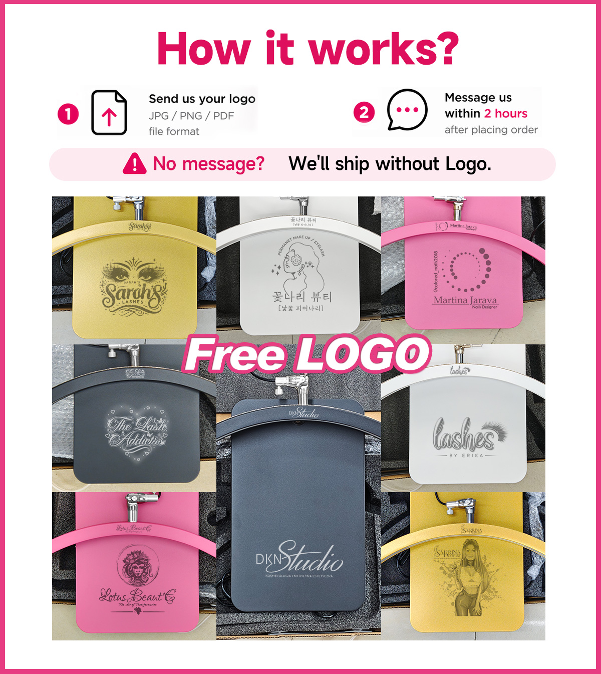Lámpara de pie de media luna c - Eyelash Extension Logo reseña y precio